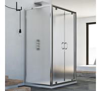 CABINE DE DOUCHE 3 PAROIS VERRE 2 PORTES À PIVOT SINTESI TRIO 2