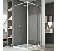 CABINE DE DOUCHE EN VERRE 2 PORTES PIVOTANTES AVEC FERMETURE ANGULAIRE