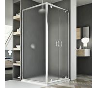 CABINE DE DOUCHE EN VERRE 2 PORTES PIVOTANTES AVEC FERMETURE ANGULAIRE