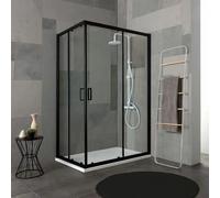 Cabine de douche 80x100 h 190 profilé noir mat verre clair City