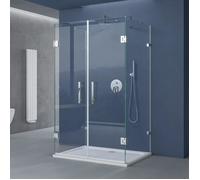 doporro Cabine de Douche en Forme U 80x120x195cm Pare Douche | Verre de Sécurité Transparent 8mm, avec Revetement NANO, Ravenna40UK
