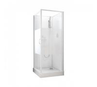 Cabine de douche - Izibox 2 - 80 x 80 cm - Porte pivotante sérigraphiée LEDA