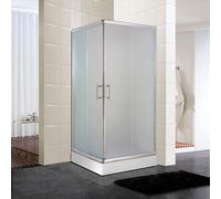 Cabine de douche 90x115 cm avec ouverture d'angle en verre trempé satiné avec profilé chromé - FRASCIO