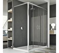 CABINE DE DOUCHE 90X140 CM 2 PORTES VERRE TRANSPARENT OUVERTURE CENTRALE