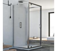 CABINE DE DOUCHE 90X70X90 VERRE 3 PAROIS TRANSPARENT OUVERTURE À PIVOT 70