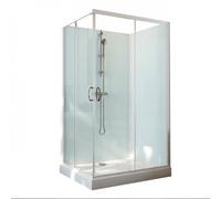Cabine de douche 90x90 cm Iziglass 2 coulissante - accès d'angle - mitigeur thermostatique LEDA