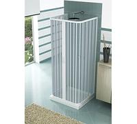 Cabine de douche à 3 côtés 70 x 80 x 70 cm 2 portes à soufflet en PVC H185 Chauffes, Blanc