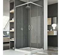 CABINE DE DOUCHE ANGULAIRE OUVERTURE COULISSANTE EN VERRE DE 6MM MODÈLE JUNIOR