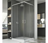 CABINE DE DOUCHE ANGULAIRE 80X90 CM OUVERTURE COULISSANTE VERRE GRANITÉ C