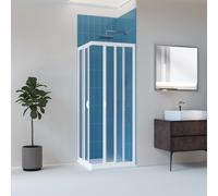 Forte: Cabine de douche intelligente d'angle en PVC-acrylique, anticalcaire, réductible, résistant aux chocs, kit complet, 70L x 70P x 185H, blanc