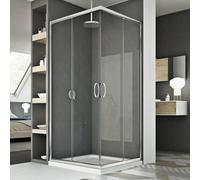 CABINE DE DOUCHE ANGULAIRE OUVERTURE COULISSANTE EN VERRE DE 6MM MODÈLE JUNIOR