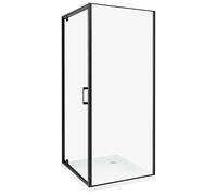 Cabine de Douche Carré en Verre Trempé 80 x 80 x 185 cm Porte Simple Noir Darli