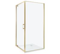Cabine de Douche Carré en Verre Trempé 90 x 90 x 185 cm Porte Simple Doré Darli
