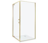 Cabine de Douche Carré en Verre Trempé 90 x 90 x 185 cm Porte Simple Doré Darli