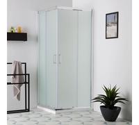 Kiamami Valentina - Cabine de douche 90x90 cm porte coulissante et verre dépoli | Giada