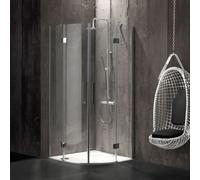 Kiamami Valentina - Cabine de douche semi-circulaire 80x80 en verre sans cadre 6 mm | London