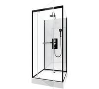 Cabine de douche carrée 80x80x230cm - extra blanc et profilé noir mat - LUNAR SQUARE 80