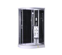 Cabine de douche complète noire VARIO droite 215 cm x 120 cm x 80 cm - verre de sécurité, douche complète, avec receveur de douche, cabine de douche complète