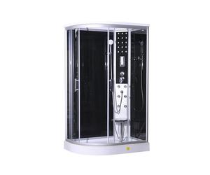 Cabine de douche complète noire VARIO droite 215 cm x 120 cm x 80 cm - verre de sécurité, douche complète, avec receveur de douche, cabine de douche complète