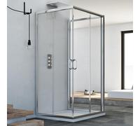 CABINE DE DOUCHE COULISSANTE 3 PAROIS VERRE 6MM PAROI FIXE MODÈLE JUNIOR