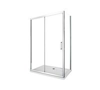 Cabine de douche de 6 millimètres angulaire avec deux faces H.190 un mur fixe lateral et une porte coulissante (77.5-80 fixe X 115-120 coulissante)