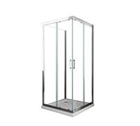 Cabine de douche de 6 millimètres trois faces H.190 avec un mur fixe lateral et deux portes coulissantes (75 fixe X 75X75 coulissantes)