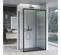 Cabine de douche deux côtés ouverture coulissante profilés noirs 6mm H195 AGATA - 80 x 110