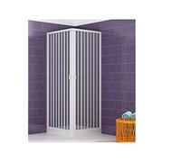 Cabine de douche en plastique PVC - 70 x 70 cm - Hauteur : 175 cm - Entrée d'angle - Blanc - Ouverture maximale par portes pliantes
