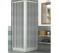 Cabine de douche en PVC 2 côtés avec ouverture d'angle à soufflet, blanc, 70 x 70 cm, hauteur 185 cm