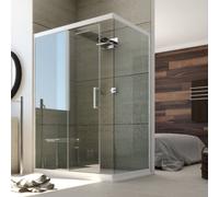 CABINE DE DOUCHE EN PVC 70X120CM PROFIL BLANC VERRE TRANSPARENT COULISSANT 120
