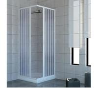 Cabine de douche en PVC Acquario 75x75 cm, ouverture centrale, porte pliante, blanc mat, hauteur 185 cm