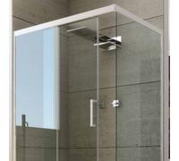CABINE DE DOUCHE EN PVC PROFIL BLANC VERRE TRANSPARENT OPAQUE COULISSANTE+FIXE