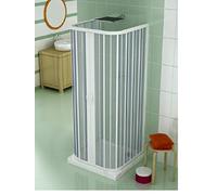 Cabine de douche en PVC U-FORM, 70 x 100 x 70 cm, hauteur 170 cm, 3 côtés avec ouverture centrale à l'avant avec deux portes pliantes Blanc