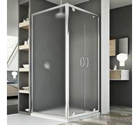 CABINE DE DOUCHE EN VERRE 2 PORTES PIVOTANTES AVEC FERMETURE ANGULAIRE