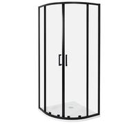 Cabine de Douche en Verre Trempé 80 x 80 x 185 cm Double Porte Coulissante Noir