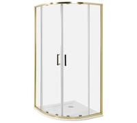 Cabine de Douche en Verre Trempé 90 x 90 x 185 cm Double Porte Coulissante Doré Jukatan