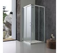 Kiamami Valentina - Paroi de douche 80x80 transparente portes coulissantes profilés chromés | Giada