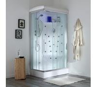 Kiamami Valentina - Cabine de douche hydromassante 70x90 droite avec bain de vapeur | Iride