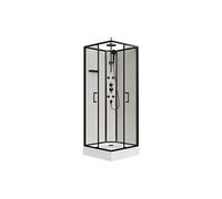 Cabine de douche hydromassante en fibre de bambou - Noir mat - L80 x l80 x H225 cm - ARDALI