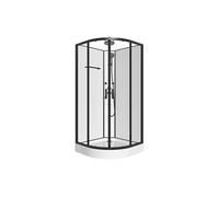Cabine de douche hydromassante en fibre de bambou - Noir mat - L80 x l80 x H225 cm - ZALIFA