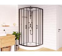 Cabine de douche hydromassante en fibre de bambou - Noir mat - L80 x l80 x H225 cm - ZALIFA