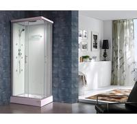 Cabine de douche hydromassante TYRAL - 6 zones de jets de massage - L90 x l 70 x H212 cm - pluie tropicale et douchette