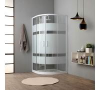 Kiamami Valentina - Cabine de douche courbe 90x90 cm 4 mm verre blanc sérigraphié | Venere