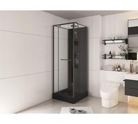 Cabine de douche installation réversible et hauteur ajustable - Noir - L90 x l90 x H213/232 cm - DAMILU