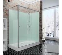 Schulte cabine de douche intégrale 120 x 90 x 204 cm (bac de douche inclus), alu-argenté, avec porte coulissante, ouverture vers la droite, verre de sécurité porte 5 mm, cabine complète