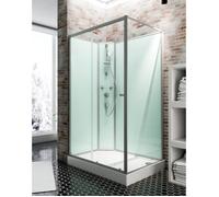 Cabine de douche intégrale 140x90 cm, cabine de douche complète rectangulaire Ibiza, porte coulissante, gauche, Schulte