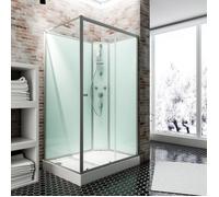 Cabine de douche intégrale 160x90 cm, cabine de douche complète rectangulaire, porte coulissante, ouverture vers la droite, Schulte