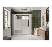 Cabine de douche Kinemagic7 Sérénité+ 140x80 Niche Coulissant Mixte Dépoli 1 bande Thermostatique - KINEDO KT-1408-NMC-DB3-GSPY