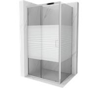 Cabine de douche Mexen Apia 115 x 80 cm, rayée, chrome, porte coulissante