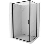 Cabine de douche Mexen Exo 80 x 90 cm, transparente, noire, porte pivotante